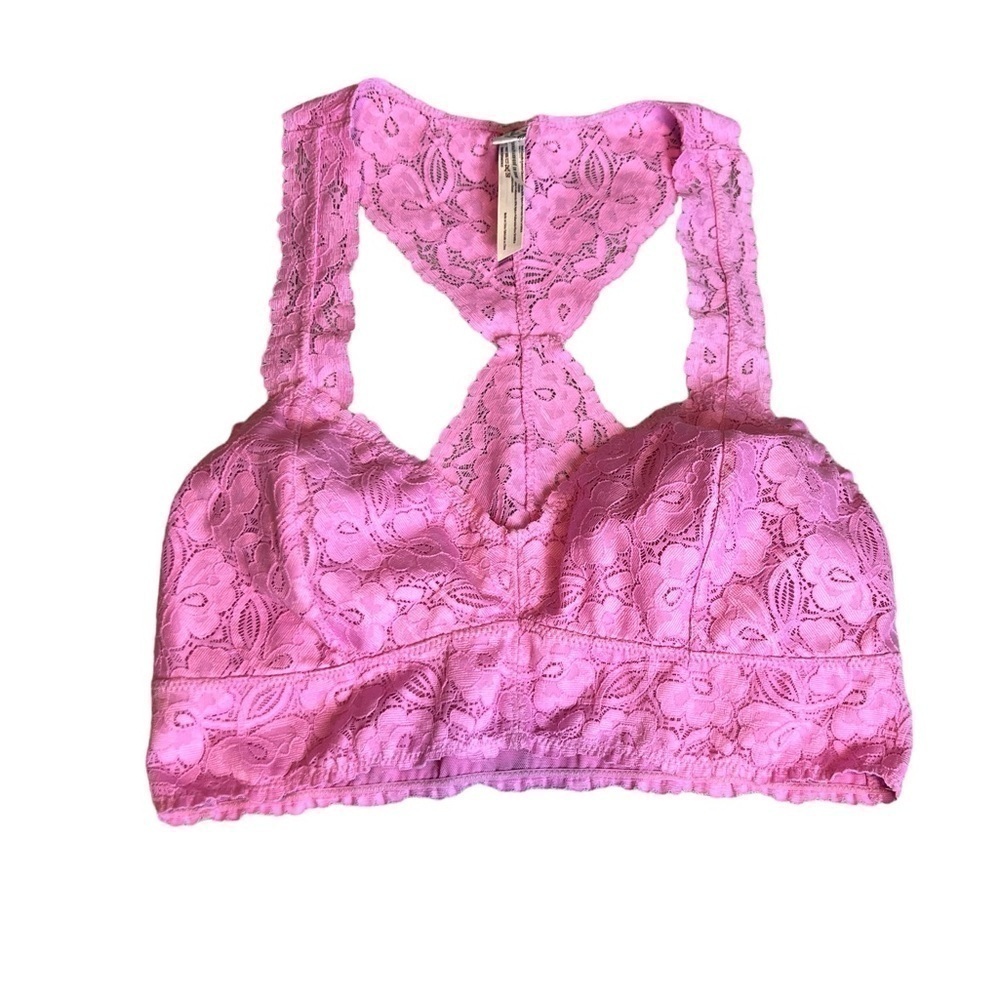 Intimately Free People Pink Lace Galloon Racerback Bralette